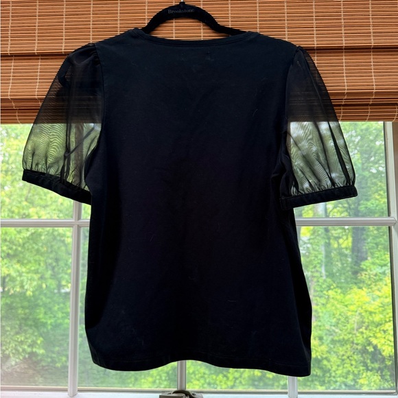 Madewell Black Sheer Puff Sleeve Blouse - Picture 8 of 8